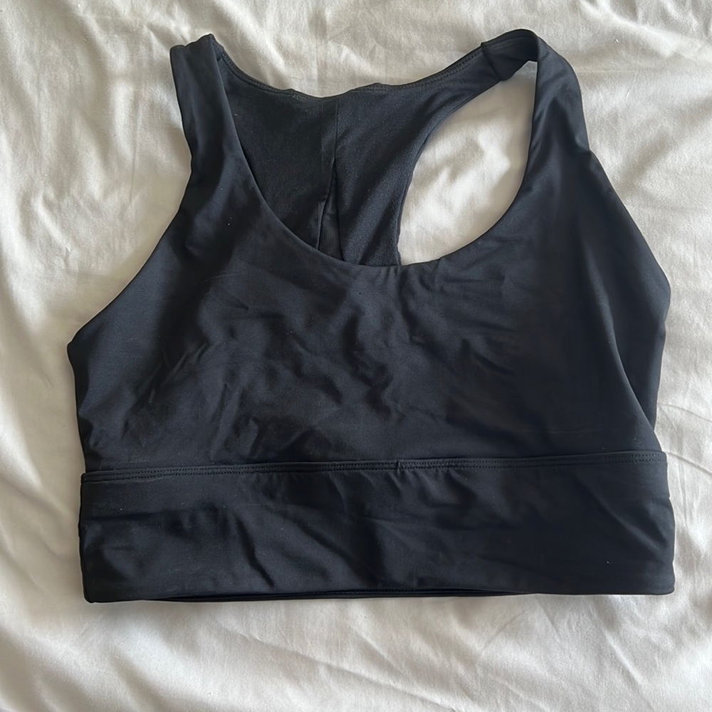 Lightly worn black longline sports bra